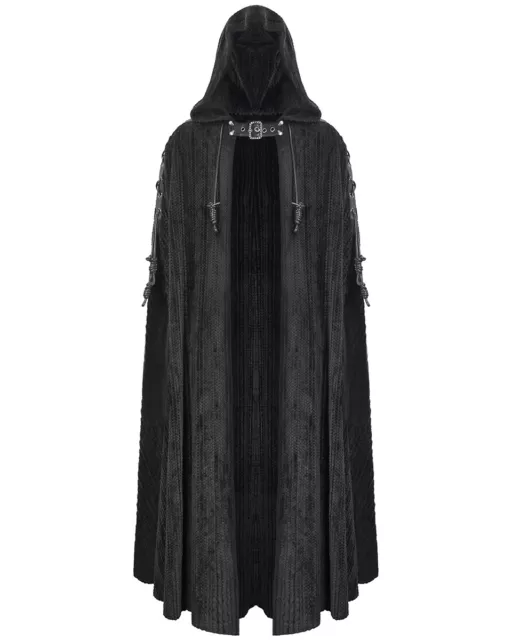 Devil Fashion Hommes Long Gothique Apocalyptic Punk Cape Capuche Manteau Noir