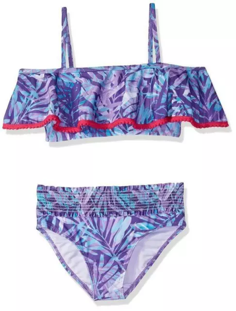 Jantzen Girls Size 6 Two Piece Tropicana Pompom Bikini Swimsuit Tankini New