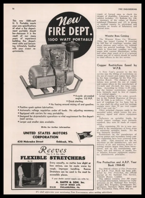 1945 Reeves Flexible Fire Rescue Stretchers A. Smith & Son Philadelphia Print Ad