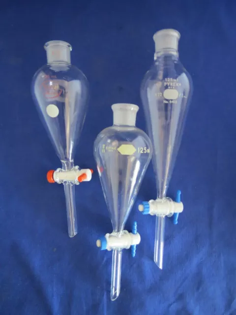 Branded Separatory Funnels 60mL Pyrex, LabGlass, Kimax 3