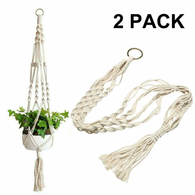Macrame Hanging Planter Basket Rope Pot Holder Decor Garden Plant Hanger  2 Pack