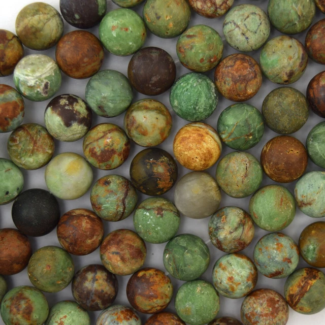 Natural Matte African Green Opal Round Beads 15" Strand 6mm 8mm 10mm 12mm