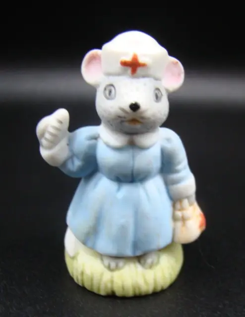 Vintage Russ Berrie Miniature Nurse Mouse 1.75" Animal Figurine Collectible