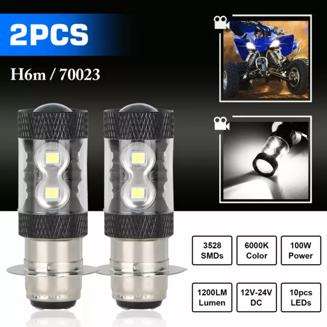 6000K HID White H6M LED Headlight For Yamaha YFZ450R Rhino 700 Raptor YFM660 TRX