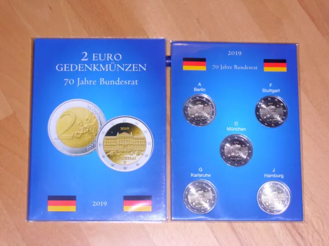 RR 2  Euro BRD 2019 Bundesrat  ADFGJ  im Folder ab Lager RR