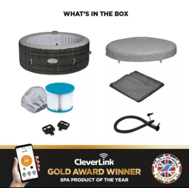 Cleverspa Cadiz 4 Person Inflatable Hot Tub Rattan Brand New WEEKEND SALE 🔥🔥