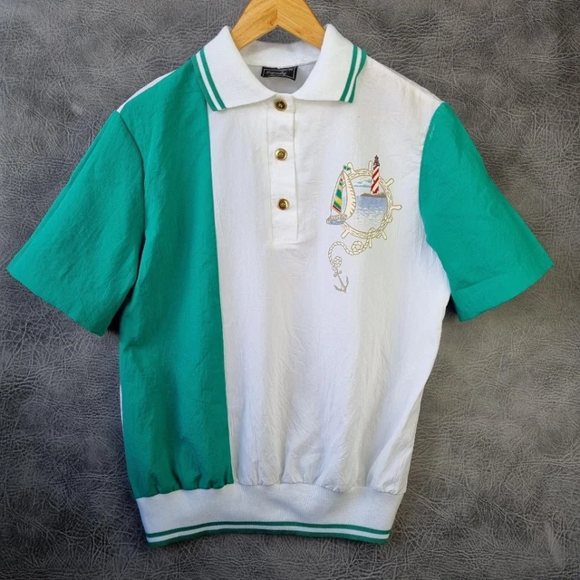 Camicia vintage maniche corte camicia anni 80 camicetta donna maniche corte polo arricciata