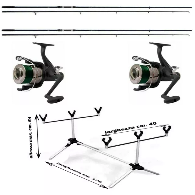 Kit Pesca Carpfishing Canna Con Mulinello Filo Rod Pod Carp Fishing Poggia Canne