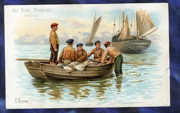 Grand Chromo Au Bon Marche bm278 marin pecheur Sea fisherman Matelots Besnou