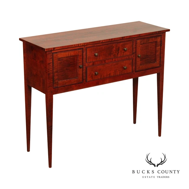 Tiger Maple Hepplewhite Style Custom Crafted Sideboard