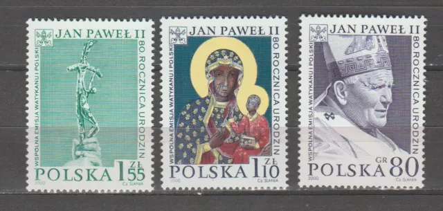 s40359 POLAND MNH** 2000 Genetliaco Giovanni Paolo II 3v joint issue Vaticano