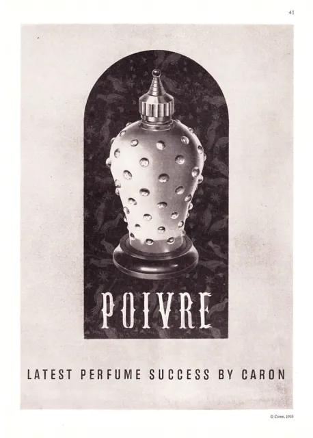 1955 Caron Poivre Perfume Bottle art vintage promo print ad