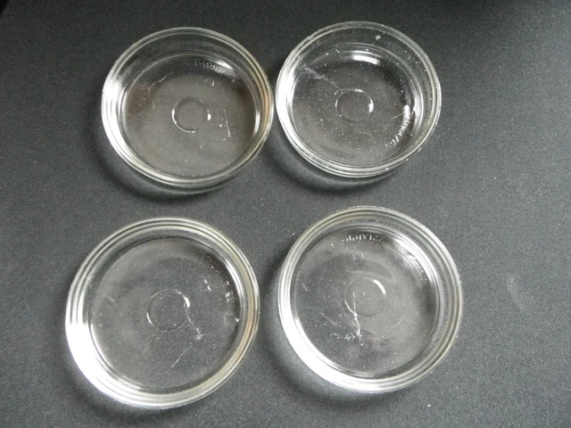 LOT DE 4 anciens couvercles de bocaux en verre marqués LA LYONNAISE EUR