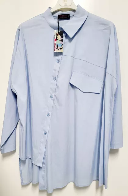 Camicia Camicione Donna Curvy LOVEBITES BY VALTUSI Azzurro- Cotone-Taglie XXL/XL