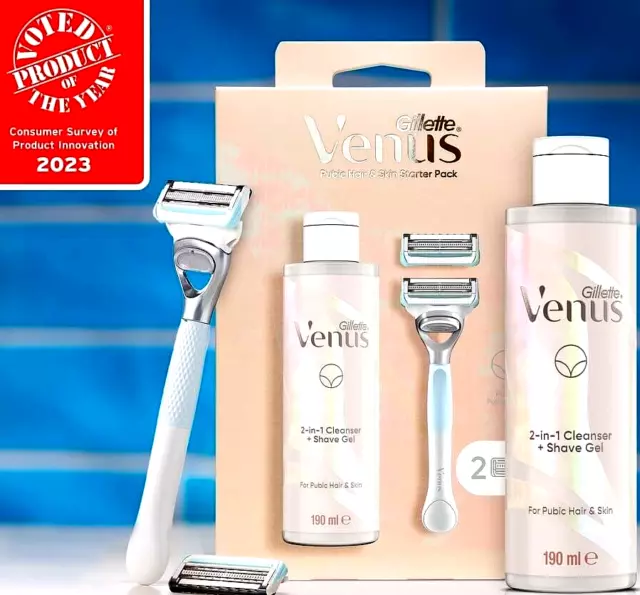 Gillette Venus for Pubic Hair & Skin Women's Razor, 2 Blade Refills and 2in1...