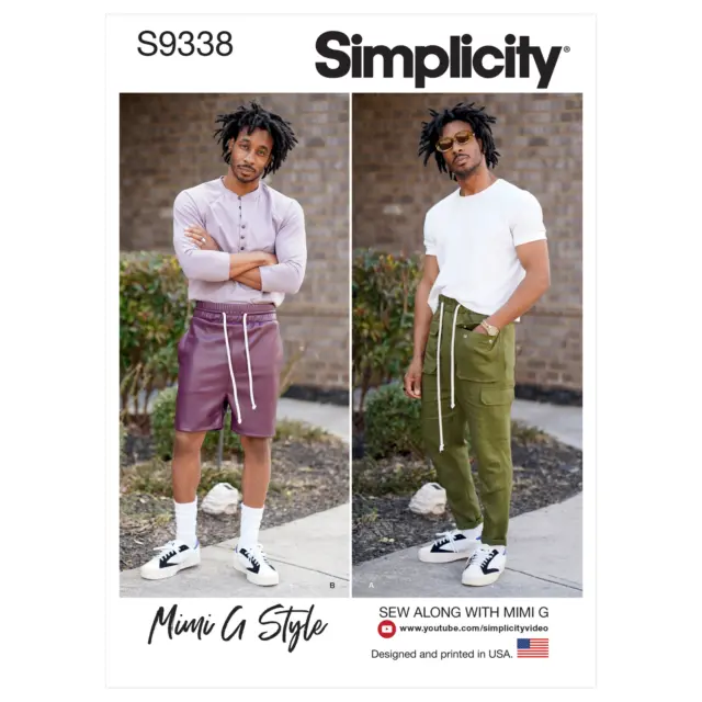 SIMPLICITY Patrón de Costura S9338 Hombres Pull-On Pantalones O Cortos