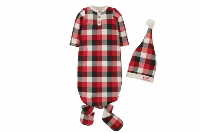 Mud Pie Buffalo Check Gown Cap Set of 2 (Girl) 3
