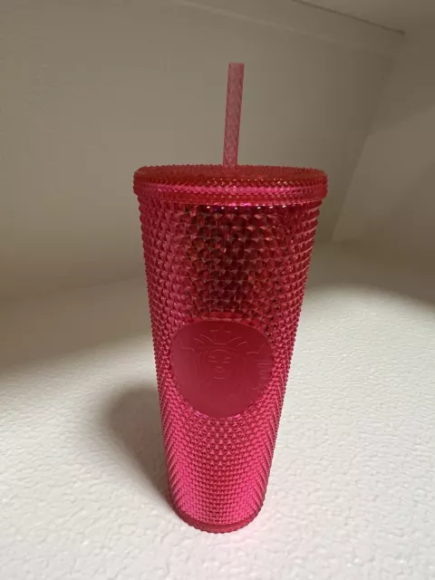 Starbucks Hot Neon Pink Studded Tumbler Cold Cup & Straw 24 oz Venti Drink