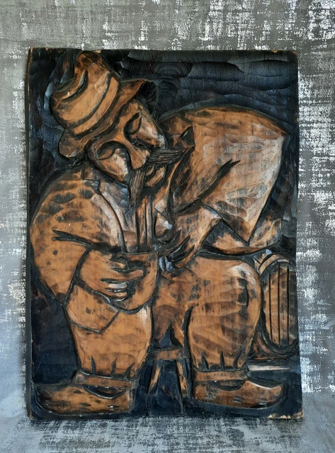 "Placa de madera tallada de colección para colgar de pared para ancianos placa para beber grande 20"
