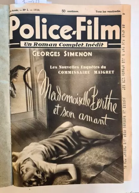 Rare Eo Reliure Police-Film 1938 N° 1 À 31 Avec 8 Romans Inédits Georges Simenon