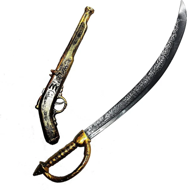 JOYIN 28 Inches Pirate Sword and 16 Inches Pirate Pistol Set for Kids Play Toys