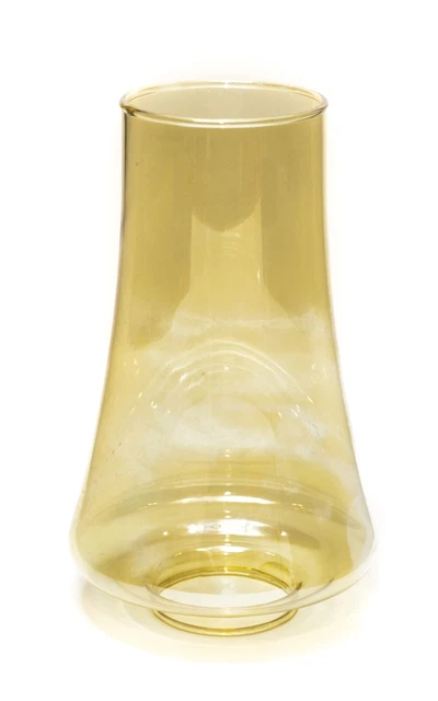 Vintage Amber Glass Chimney Kerosene Oil Or Electric Lamp Shade Globe 6 3/4" H 2