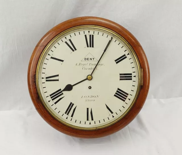 Late Victorian Single Fusee Four Pillar Movement Dent Royal Exchange Wall Clock