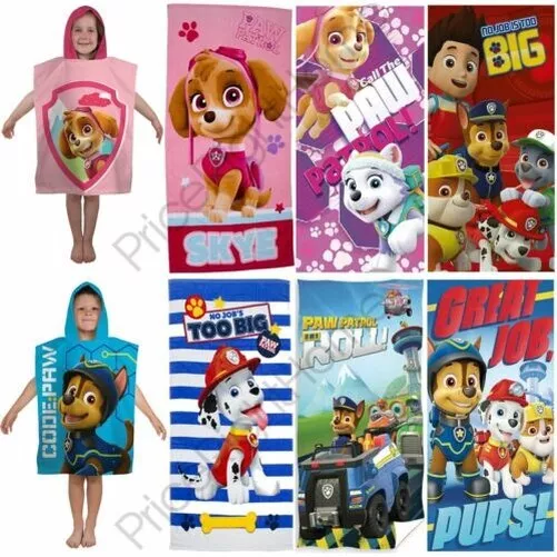 Paw Patrol Plage Serviettes & Ponchos Enfants Garçons Filles Rescue Chiots