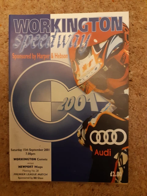 WORKINGTON vs NEWPORT SPEEDWAY PROGRAMME 15/09/2001 (VERY GOOD CONDITION)