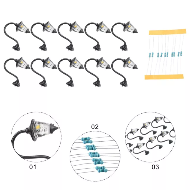 10 Stück,1:87 HO Skala Wandlampe LED Straße Lichter Häuser Gebäude Warm Weiß-Set