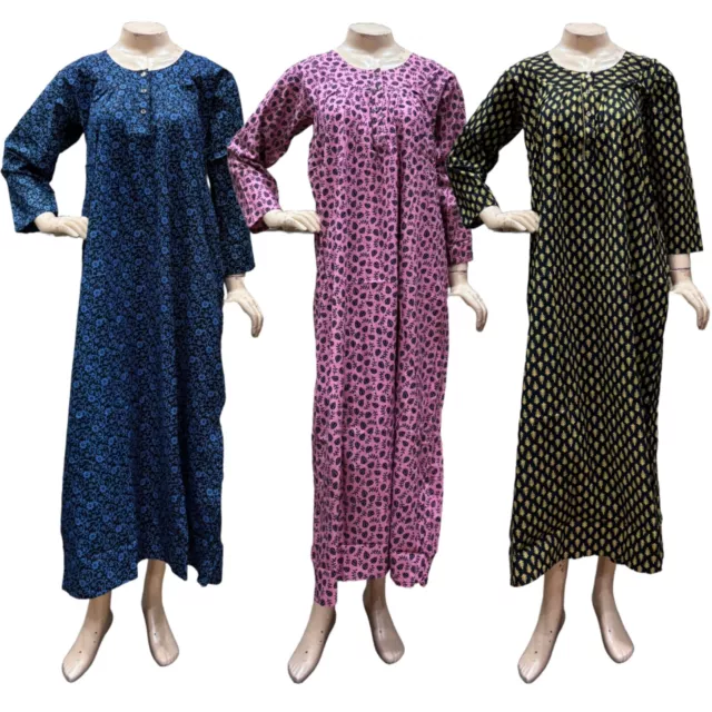 Indische pakistanische Damen Nachtwäsche Baumwolle genäht Nachtkleid Nachtkleid