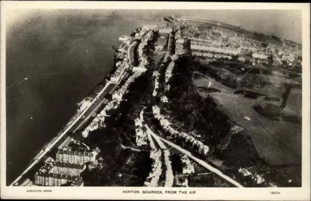 Ashton Gourock Scotland Air View Real Photo Vintage Postcard