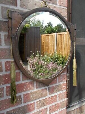 Stunningly Handcrafted Copper Arts & Crafts Wall Mirror, Early 20th Century