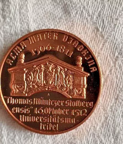 Medaille " ALMA MATER VIADRINA 1506-1811 THOMAS MÜNTCZER UNIVERSITÄTSMATRIKEL "