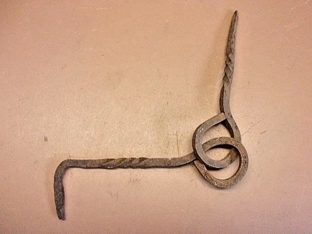 Antique Latch Lock Primitive Blacksmith Hand Forged Barn Door Gate Hook 6 1/4"