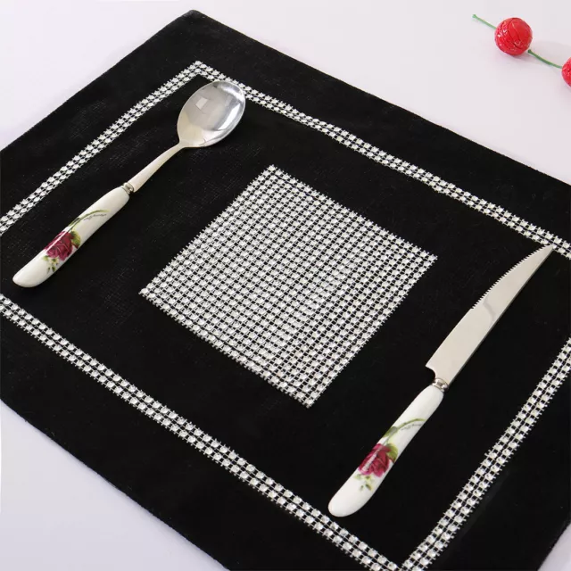 Sparkle Luxury Diamante Placemat Table Mat Velvet Wedding Decor 30 x 40cm Black 2