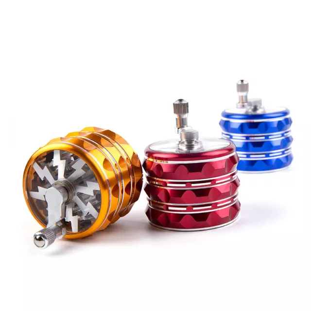 2.5" 4 Layer Metal Spice Dry Herbal Crusher Hand Crank Aluminum Smoking Grinder