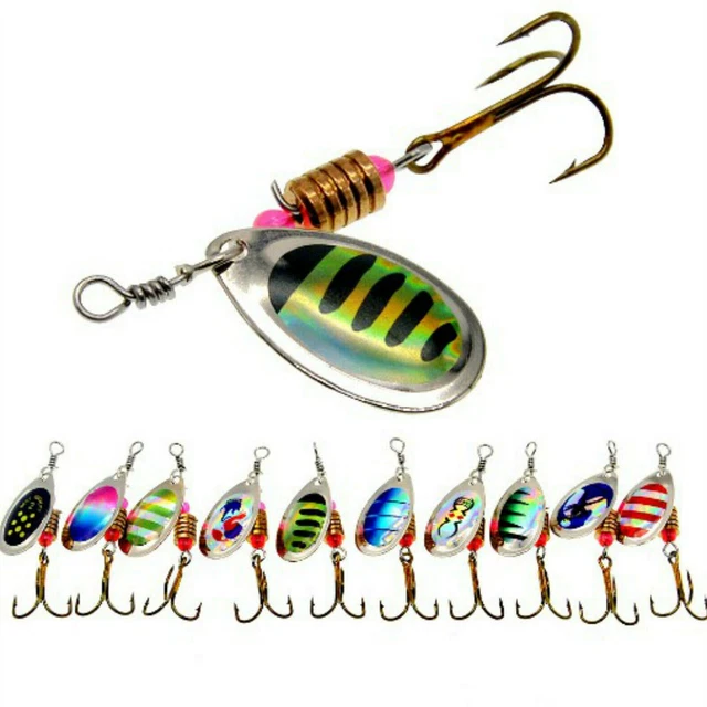 10PCS Fishing Lures Metal Spinner Baits Bass Tackle Crankbait Trout Spoon Trout