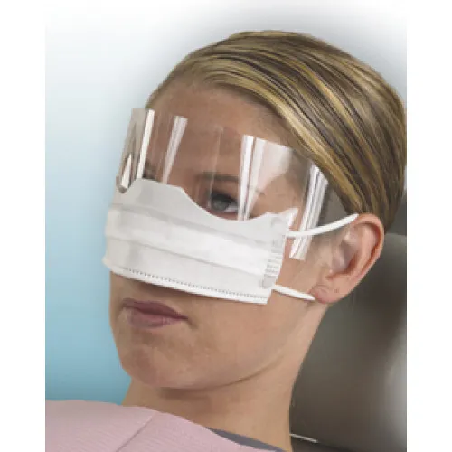 Crosstex GCPAT Patient Safety Face Masks With Shield Fluid Resistant White 25/Bx