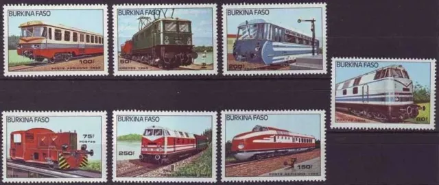 F-Ex3385 Burkina Faso Complete Set Mnh 1985 Railroad Raylways Train Locomotive.