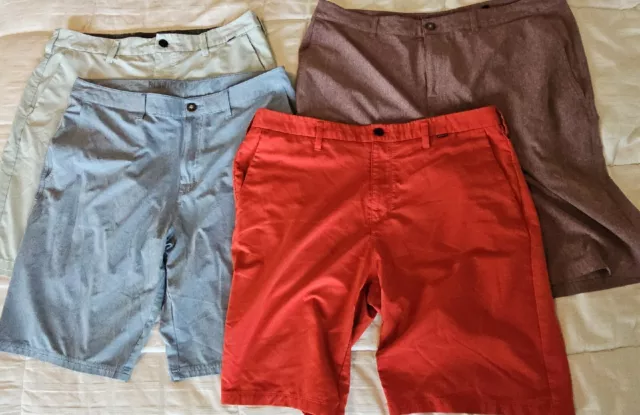 Men’s Shorts 36 Lot Of 4 Nike Dri Fit Hurley Phantom BKE Buckle Red Blue Seafoam