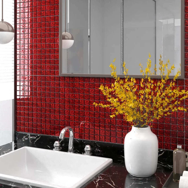Mosaikfliesen 11 Stck. Rot 30x30 cm Glas