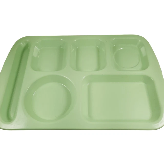 2 MELAMINE SCHOOL Divided Lunch Trays Mint Pastel Green Cafeteria