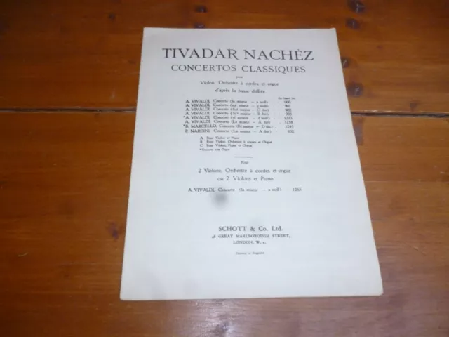 [PARTITION pour piano et violon] TIVADAR NACHEZ. Vivaldi/Concerto en LA mineur