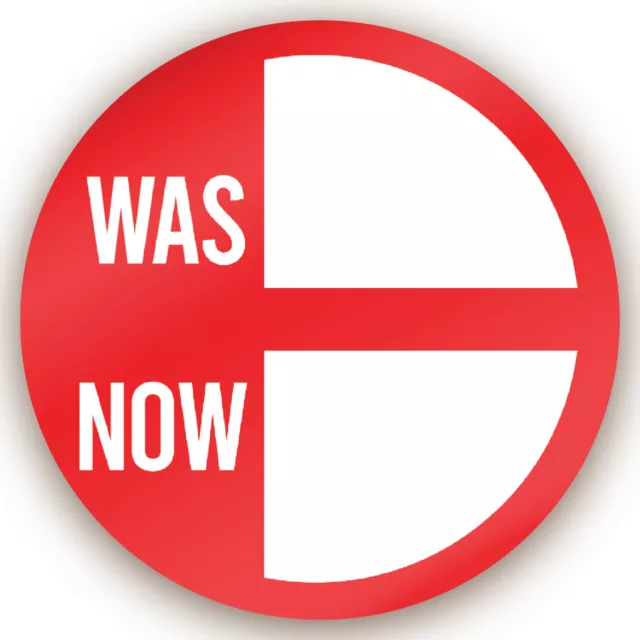 144 Sale Price Point - Was / Now - Reduced Labels Shop Stickers - Red