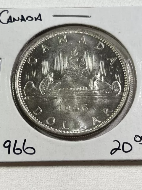 1966 Canada 1 Dollar Large Silver Coin Voyageur