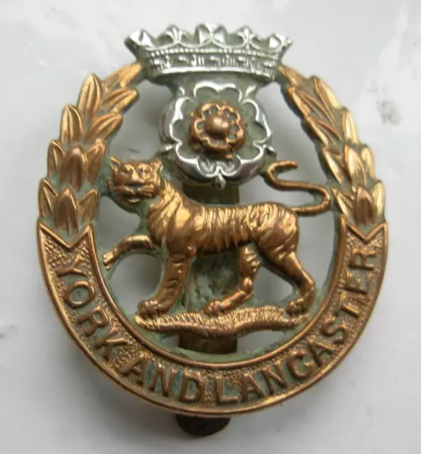 WW1  York and Lancaster Regiment cap badge with slider GENUINE British Military