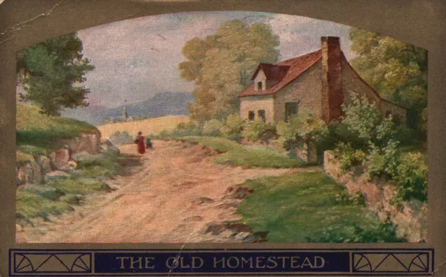 Vintage Postcard 1911 View The Old Homestead Road Countryside Artwork Painting