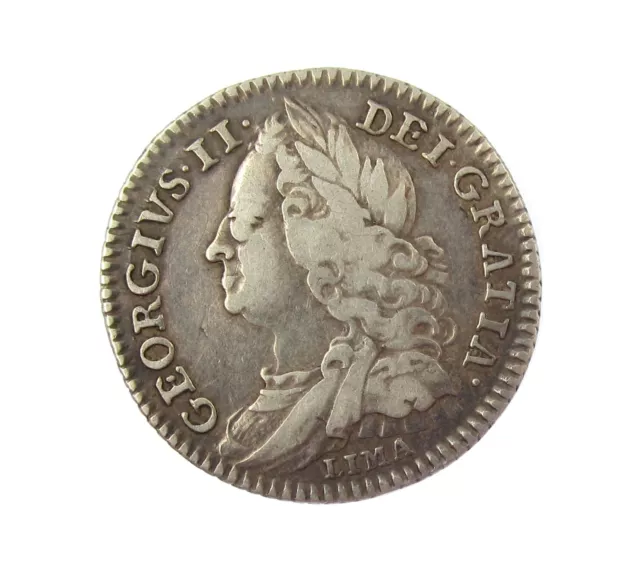 George Ii 1746 Silver Sixpence - Lima - Good Fine