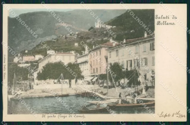 Lecco Bellano Lago di Como Barche cartolina QT0819